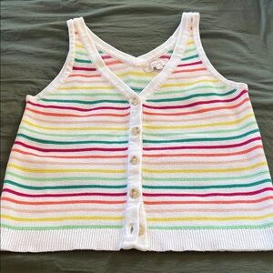 LOFT Women's Vibrant Striped Button-Down Tank Top